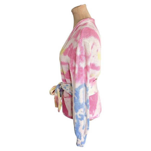 525 America Tie Die Wrap Front Tie Knit Cotton Cardigan Sz XS - Picture 7 of 13